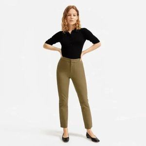 NWT Everlane Fixed-Waist Stretch Cotton High Rise Pants Olive Green Size 00